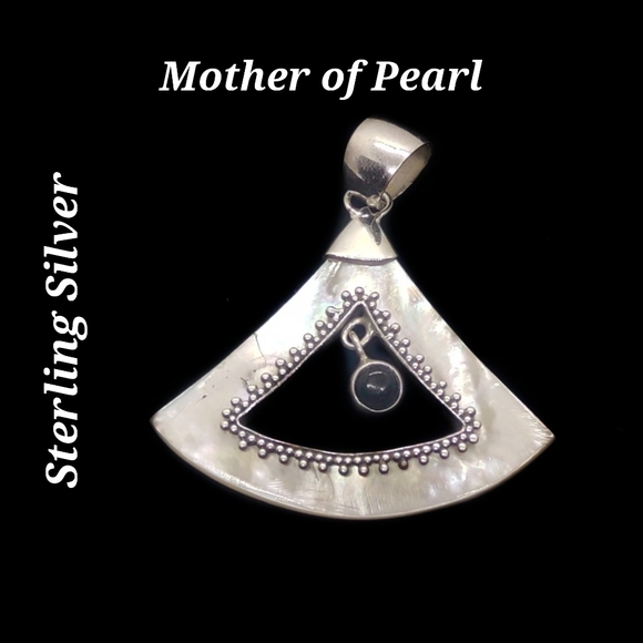 Jewelry - .Sterling Silver Pendant w/Mother of Pearl & Small with Stainless Steel Necklace